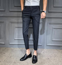Load image into Gallery viewer, 2019 Men Dress Pant Plaid Business Casual Slim fit Ankle Length Pantalon  Classic Vintage Check Suit Trousers Wedding 28-34