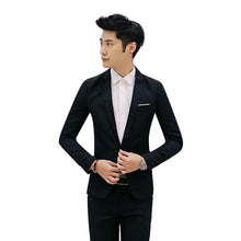 Load image into Gallery viewer, Men Fashion Slim Fit One Button Casual Suit Coat Solid Color Cotton Blazer Suit Jacket Wedding Business Jacket Size M to 3XL