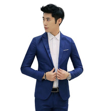 Load image into Gallery viewer, Men Fashion Slim Fit One Button Casual Suit Coat Solid Color Cotton Blazer Suit Jacket Wedding Business Jacket Size M to 3XL