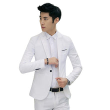 Load image into Gallery viewer, Men Fashion Slim Fit One Button Casual Suit Coat Solid Color Cotton Blazer Suit Jacket Wedding Business Jacket Size M to 3XL