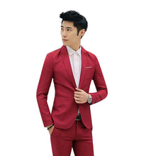 Load image into Gallery viewer, Men Fashion Slim Fit One Button Casual Suit Coat Solid Color Cotton Blazer Suit Jacket Wedding Business Jacket Size M to 3XL