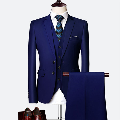 Suit suit male 2019 spring and autumn high-end custom business blazers three-piece / Slim large size multi-color boutique suit